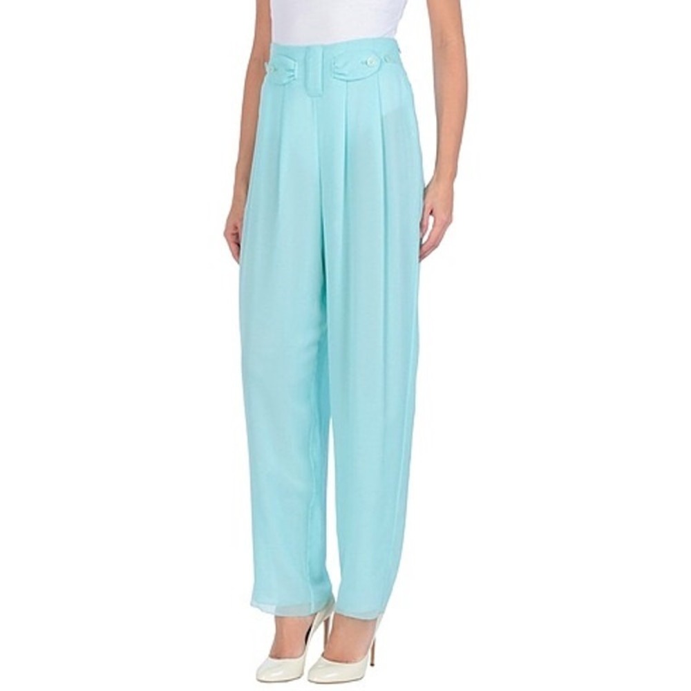 Emporio Armani Light Blue High-Waist Pleated Trousers